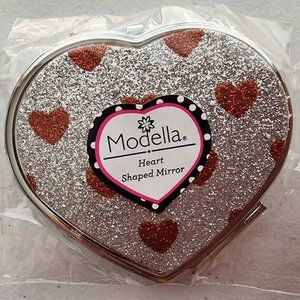 Modella Travel Compact Duo Mirror, Heart Shaped, 1-Piece.